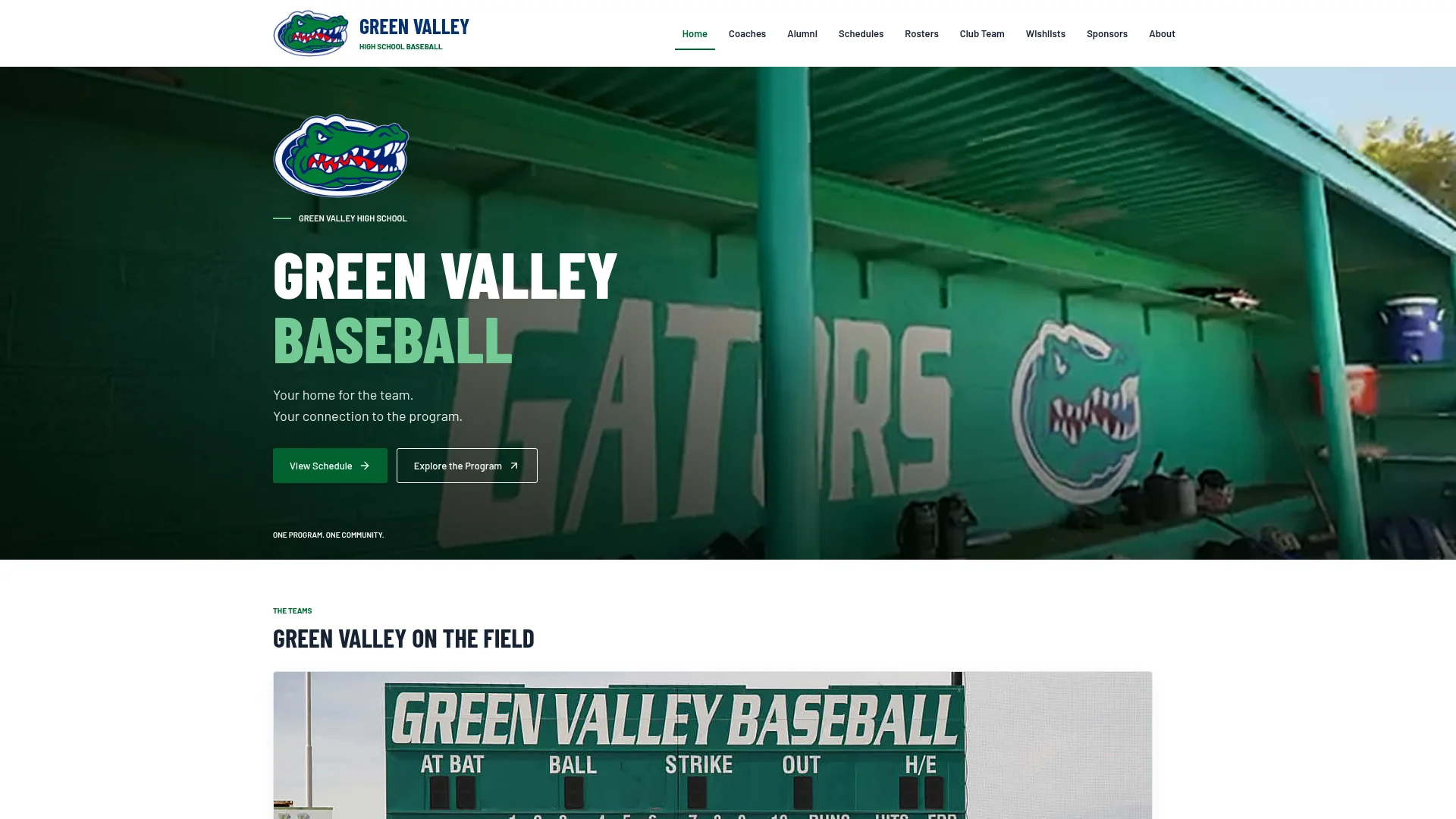 Website preview: Gator Baseball, live website