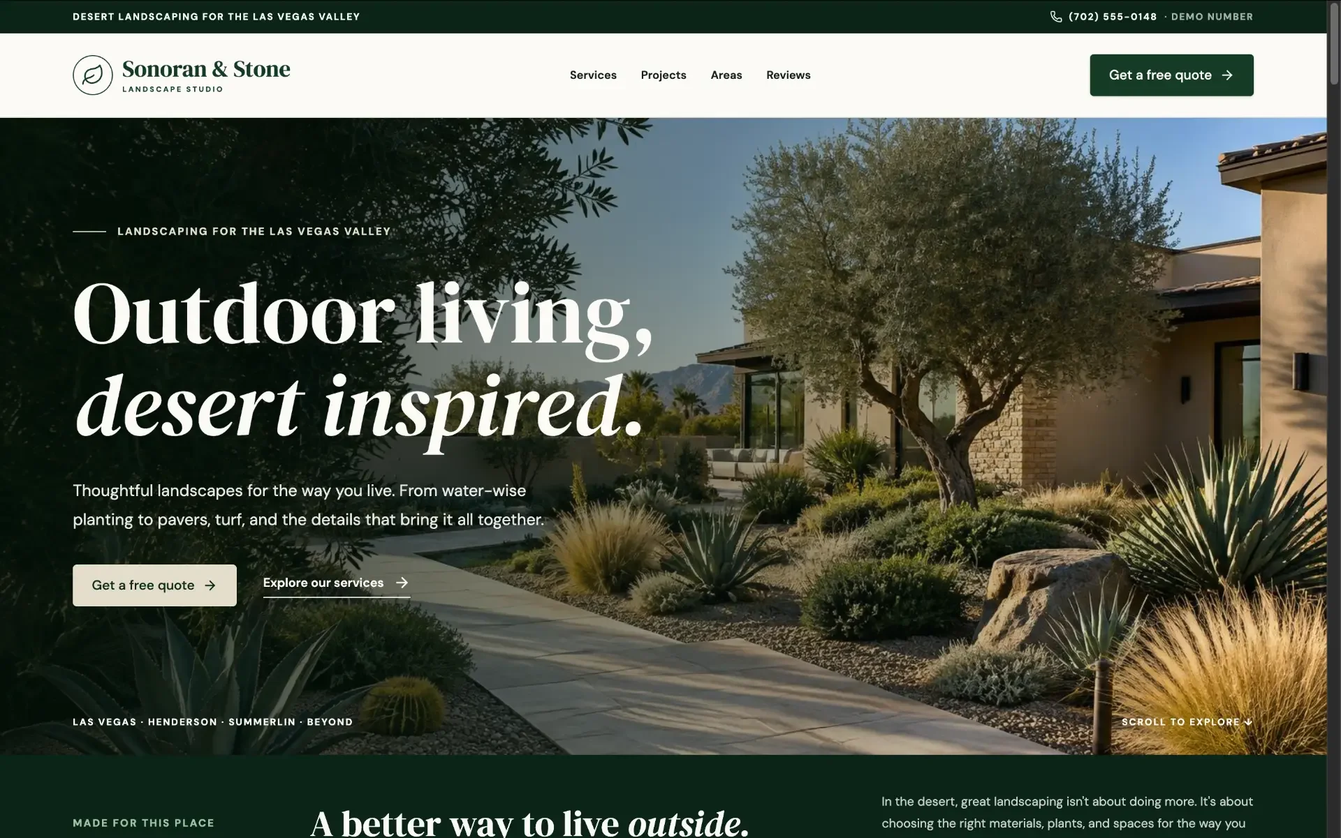 Website preview: Sonoran & Stone, demo concept