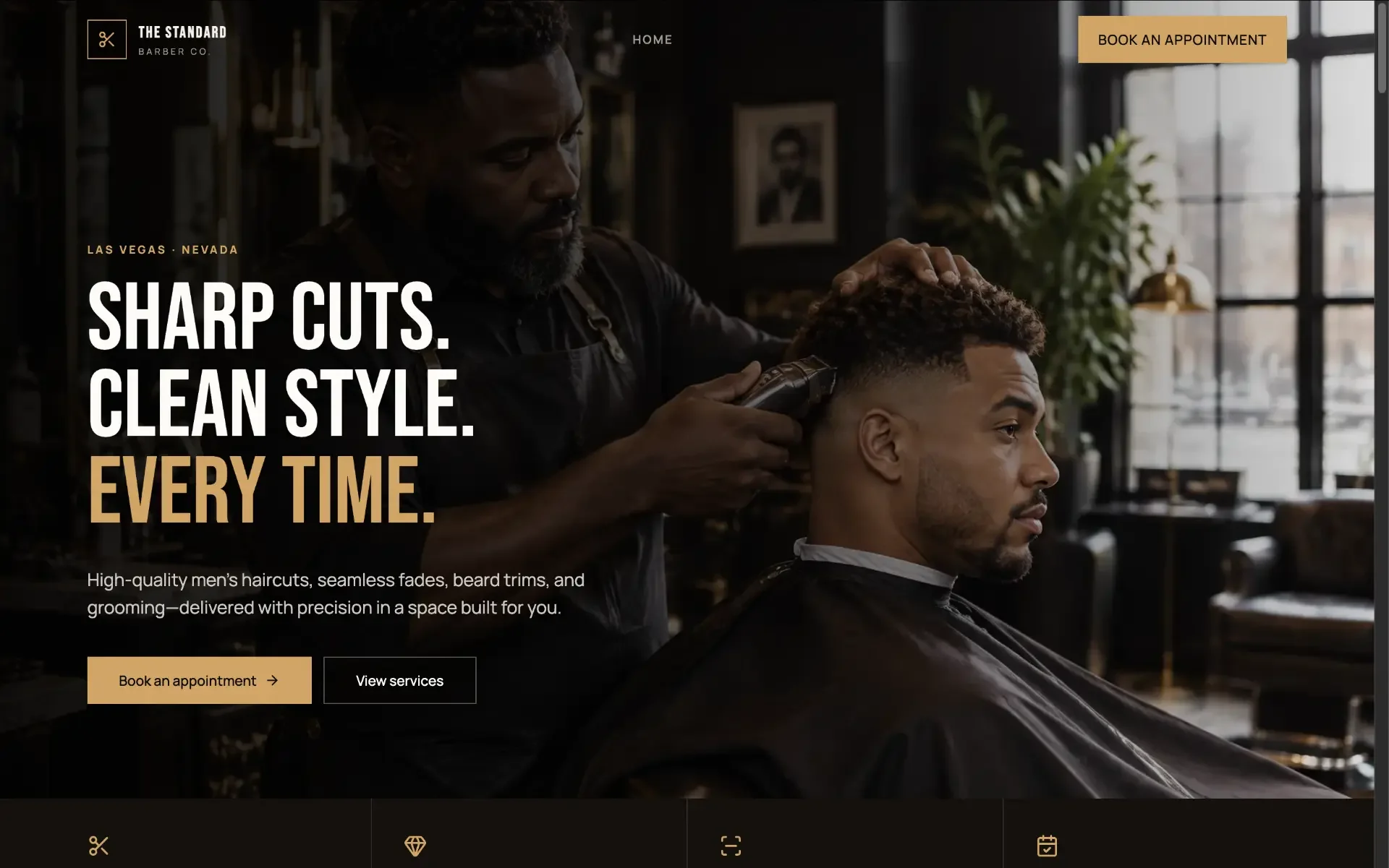 Website preview: The Standard Barber Co., demo concept